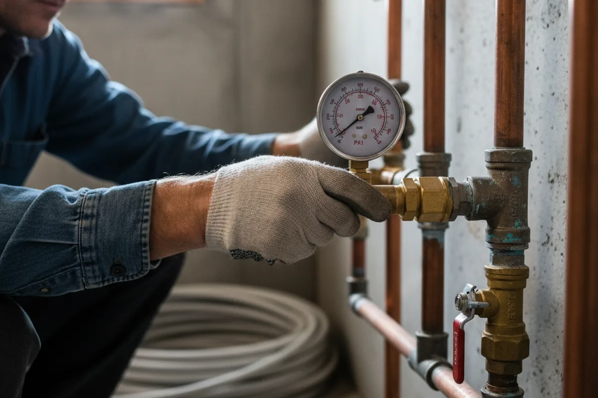 Pressure testing a repaired line during Water Line Repair in Mexico